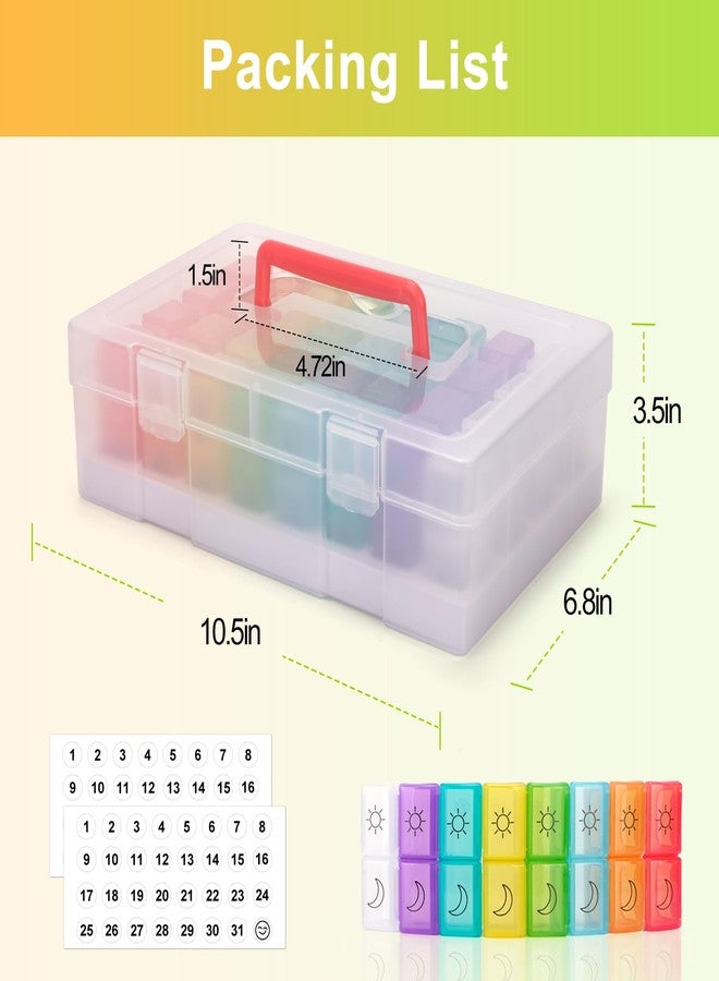 Yewltvep Monthly Pill Organizer 2 Times a Day,30 Day Pill Organizer 2X a Day,Pill Boxes and Organizer 2 Times a Day with Travel Case,Moth Pill Box Am Pm Month Pill Box Organizer with 32 Daily Compartments - Image 4